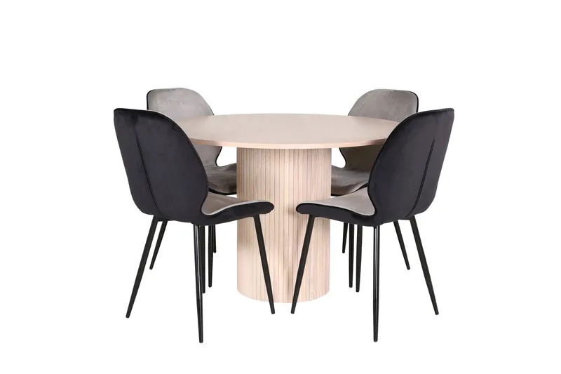 Ruokailuryhmä Bianca 110 cm Pyöreä 4 Emma Tuolia, Musta