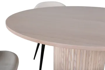 Ruokailuryhmä Bianca 110 cm Pyöreä 4 Velvet Tuolia - Beige - Huonekalut - Pöytä & ruokailuryhmä - Ruokailuryhmä