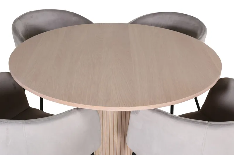 Ruokailuryhmä Bianca 110 cm Pyöreä 4 Berit Tuolia - Whitewash/Harmaa - Huonekalut - Pöytä & ruokailuryhmä - Ruokailuryhmä