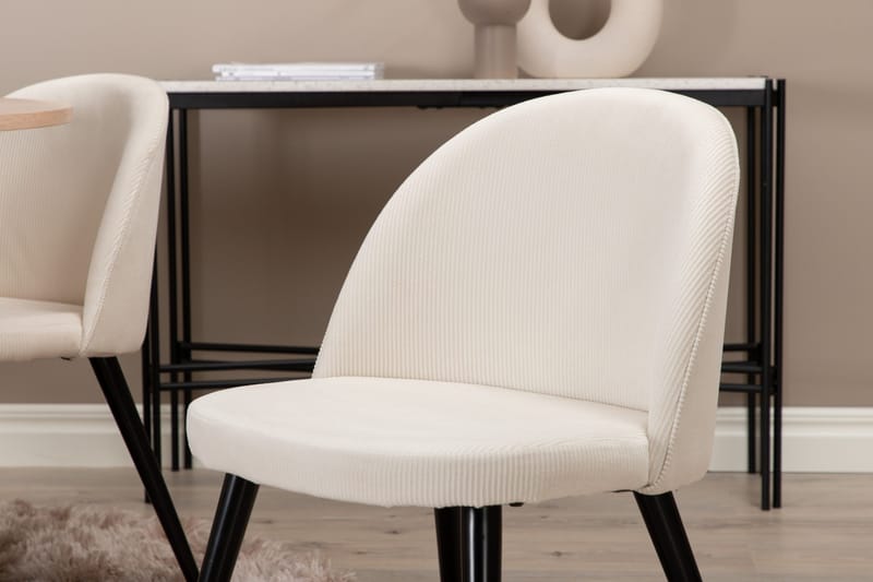 Ruokailuryhmä Bianca 110 cm Pyöreä 4 Velvet Tuolia - Beige - Huonekalut - Pöytä & ruokailuryhmä - Ruokailuryhmä