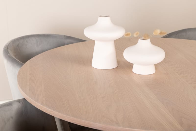 Ruokailuryhmä Bianca 110 cm Pyöreä 4 Berit Tuolia - Whitewash/Harmaa - Huonekalut - Pöytä & ruokailuryhmä - Ruokailuryhmä