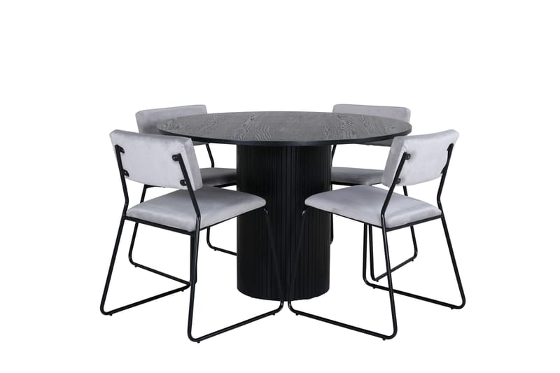Ruokailuryhmä Bianca 110 cm Pyöreä 4 Kenth Tuolia, Musta