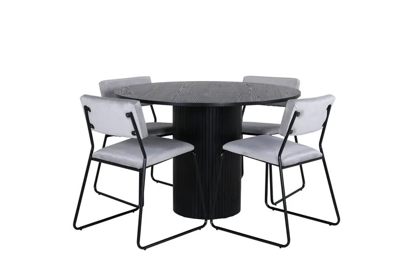 Ruokailuryhmä Bianca 110 cm Pyöreä 4 Kenth Tuolia, Musta