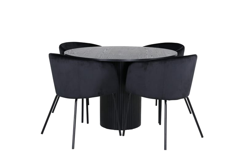 Ruokailuryhmä Bianca 110 cm Pyöreä 4 Berit Tuolia, Musta
