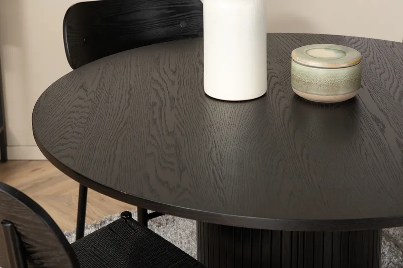 Ruokailuryhmä Bianca 110 cm Pyöreä 4 Polly Tuolia, Musta