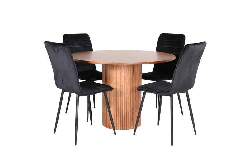 Ruokailuryhmä Bianca 110 cm Pyöreä 4 Windu Lyx Tuolia, Musta