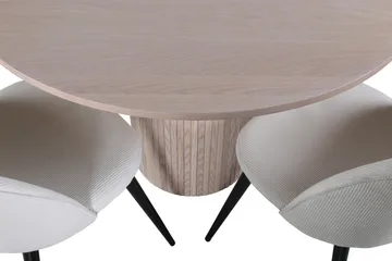 Ruokailuryhmä Bianca 110 cm Pyöreä 4 Velvet Tuolia - Beige - Huonekalut - Pöytä & ruokailuryhmä - Ruokailuryhmä