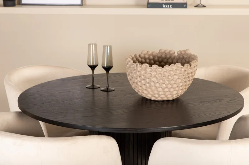 Ruokailuryhmä Bianca 110 cm Pyöreä 4 Berit Tuolia - Beige - Huonekalut - Pöytä & ruokailuryhmä - Ruokailuryhmä