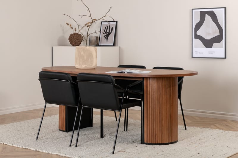 Ruokailuryhmä Bianca 200 cm Soikea 4 Tvist Tuolia - Musta - Huonekalut - Pöytä & ruokailuryhmä - Ruokailuryhmä