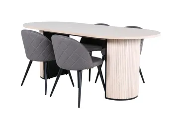 Ruokailuryhmä Bianca 200 cm Soikea 4 Velvet Tuolia