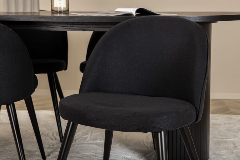 Ruokailuryhmä Bianca 200 cm Soikea 4 Velvet Tuolia - Musta - Huonekalut - Pöytä & ruokailuryhmä - Ruokailuryhmä