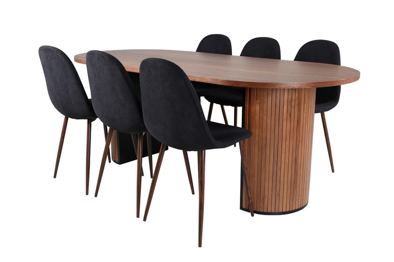 Ruokailuryhmä Bianca 200 cm Soikea 6 Polar Tuolia, Musta