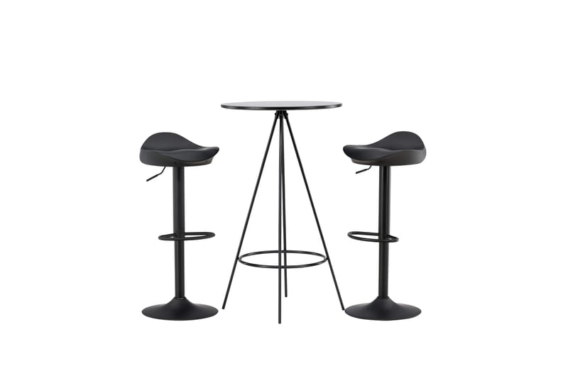 Ruokailuryhmä Bistro 60 cm Pyöreä 2 Adesto Tuolia - Musta - Huonekalut - Pöytä & ruokailuryhmä - Ruokailuryhmä