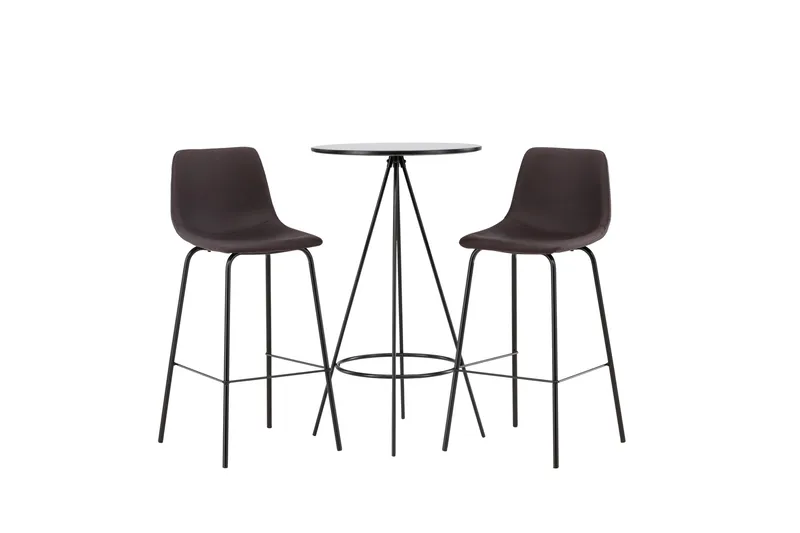 Ruokailuryhmä Bistro 60 cm Pyöreä 2 Alexi Tuolia, Musta
