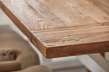 Ruokailuryhmä Bloomington Lyon jatkettava 200 cm ja 6 Viktoria-tuolia Luonnonväri/Valkoinen/Beige Luonnonvärinen/valkoinen/beige Beige/valkoinen - Huonekalut - Pöytä & ruokailuryhmä - Ruokailuryhmä