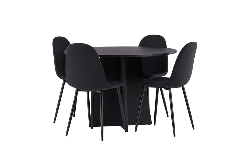 Ruokailuryhmä Bootcut 110 cm Pyöreä 4 Polar Tuolia - Musta - Huonekalut - Pöytä & ruokailuryhmä - Ruokailuryhmä