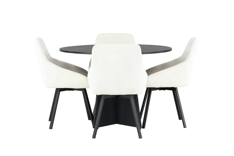 Ruokailuryhmä Bootcut 110 cm Pyöreä 4 Rosie Tuolia, Beige