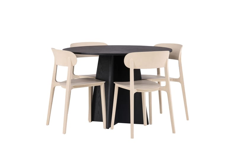 Ruokailuryhmä Bootcut 110 cm Pyöreä 4 Åstol Tuolia - Beige - Huonekalut - Pöytä & ruokailuryhmä - Ruokailuryhmä