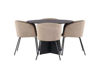 Ruokailuryhmä Bootcut 110 cm Pyöreä 4 Berit Tuolia