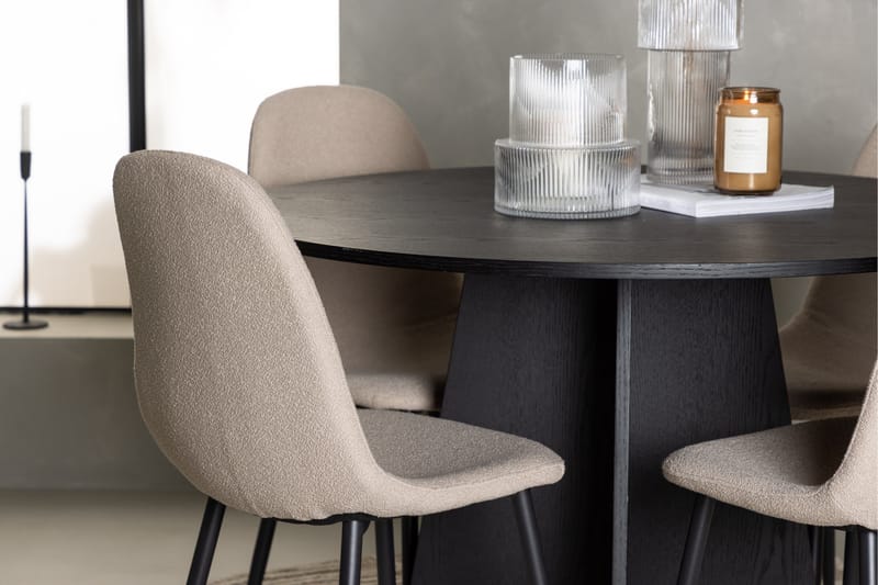 Ruokailuryhmä Bootcut 110 cm Pyöreä 4 Polar Tuolia - Beige - Huonekalut - Pöytä & ruokailuryhmä - Ruokailuryhmä