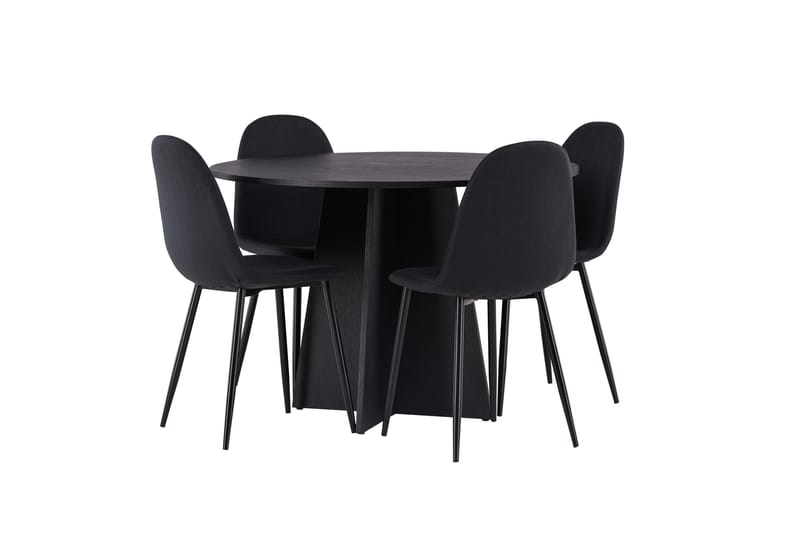 Ruokailuryhmä Bootcut 110 cm Pyöreä 4 Polar Tuolia - Musta - Huonekalut - Pöytä & ruokailuryhmä - Ruokailuryhmä