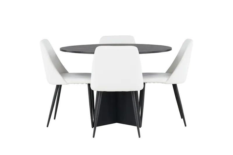 Ruokailuryhmä Bootcut 110 cm Pyöreä 4 Night Tuolia, Musta