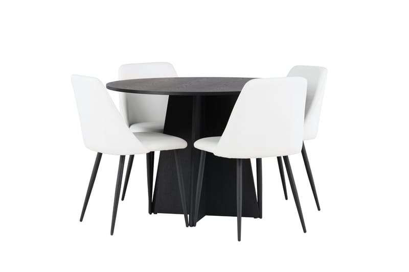 Ruokailuryhmä Bootcut 110 cm Pyöreä 4 Night Tuolia - Musta - Huonekalut - Pöytä & ruokailuryhmä - Ruokailuryhmä