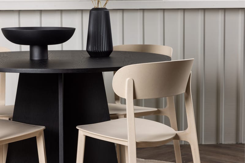 Ruokailuryhmä Bootcut 110 cm Pyöreä 4 Åstol Tuolia - Beige - Huonekalut - Pöytä & ruokailuryhmä - Ruokailuryhmä