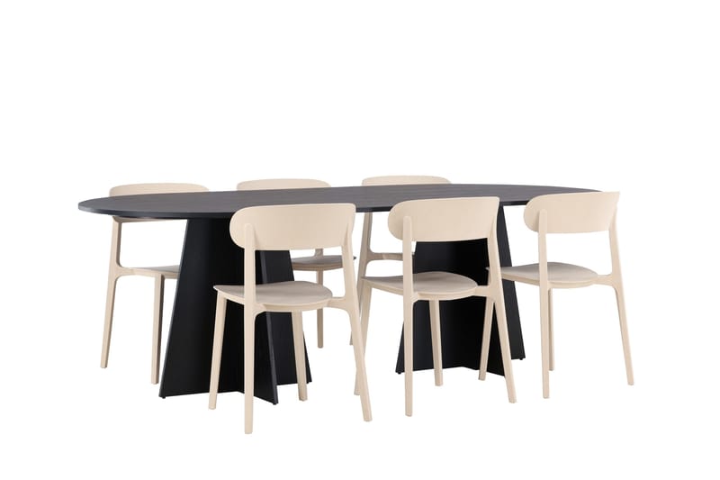 Ruokailuryhmä Bootcut 230 cm Soikea 6 Åstol Tuolia - Musta - Huonekalut - Pöytä & ruokailuryhmä - Ruokailuryhmä