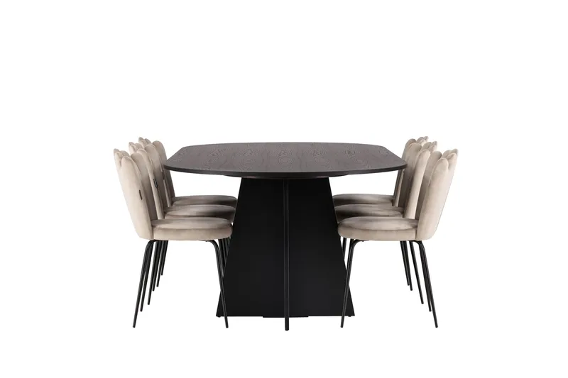 Ruokailuryhmä Bootcut 230 cm Soikea 6 Limhamn Tuolia - Beige - Huonekalut - Pöytä & ruokailuryhmä - Ruokailuryhmä