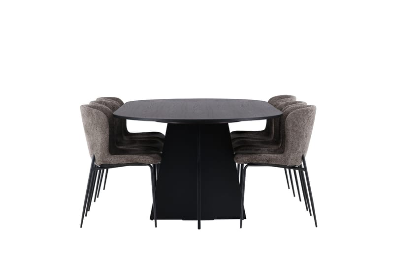 Ruokailuryhmä Bootcut 230 cm Soikea 6 Modesto Tuolia - Beige - Huonekalut - Pöytä & ruokailuryhmä - Ruokailuryhmä