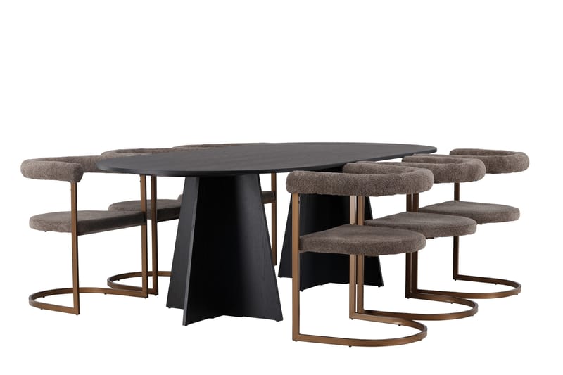 Ruokailuryhmä Bootcut 230 cm Soikea 6 Morning Tuolia - Ruskea - Huonekalut - Pöytä & ruokailuryhmä - Ruokailuryhmä