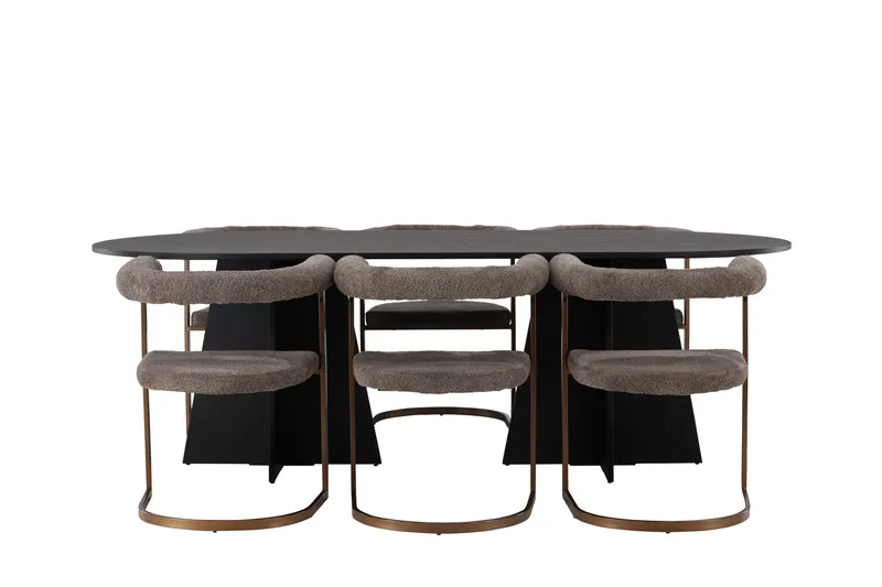 Ruokailuryhmä Bootcut 230 cm Soikea 6 Morning Tuolia, Ruskea