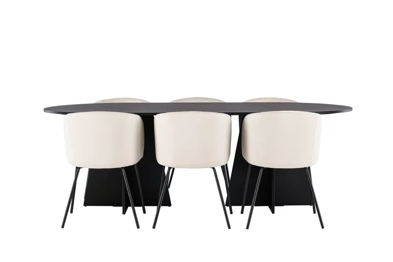 Ruokailuryhmä Bootcut 230 cm Suorakulmainen 6 Berit Tuolia, Beige