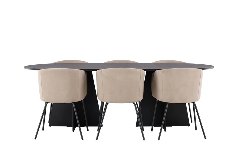 Ruokailuryhmä Bootcut 230 cm Suorakulmainen 6 Berit Tuolia - Beige - Huonekalut - Pöytä & ruokailuryhmä - Ruokailuryhmä