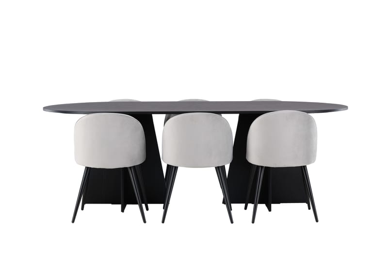 Ruokailuryhmä Bootcut 230 cm Suorakulmainen 6 Velvet Tuolia - Musta - Huonekalut - Pöytä & ruokailuryhmä - Ruokailuryhmä
