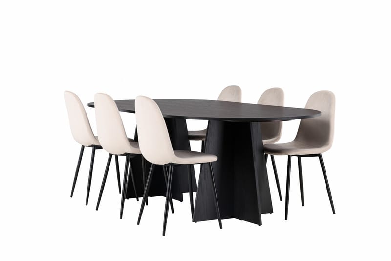 Ruokailuryhmä Bootcut 230 cm Suorakulmainen 6 Polar Tuolia - Beige - Huonekalut - Pöyt ä & ruokailuryhmä - Ruokailuryhmä