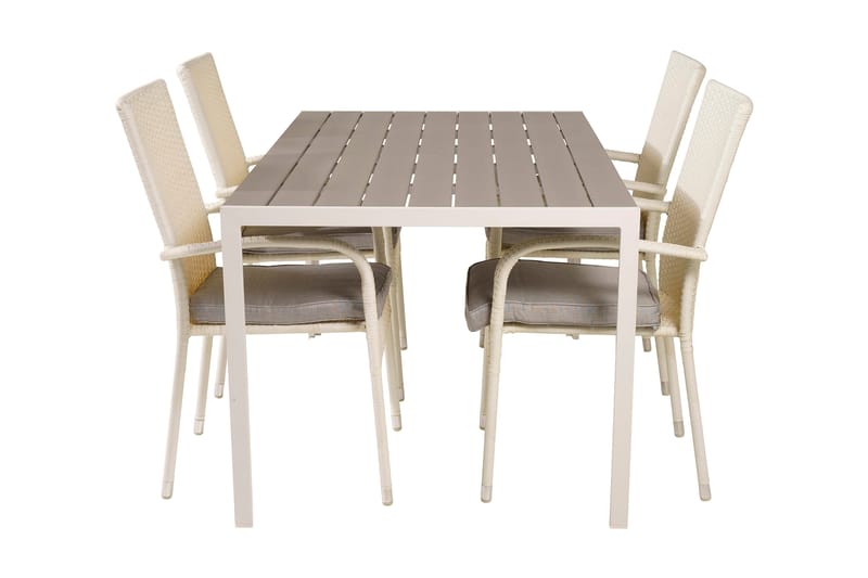 Buitepos Ruokapöytä ja 4 Ariamab nojatuolia - Polywood/Valkoinen - Huonekalut - Pöytä & ruokailuryhmä - Ruokailuryhmä