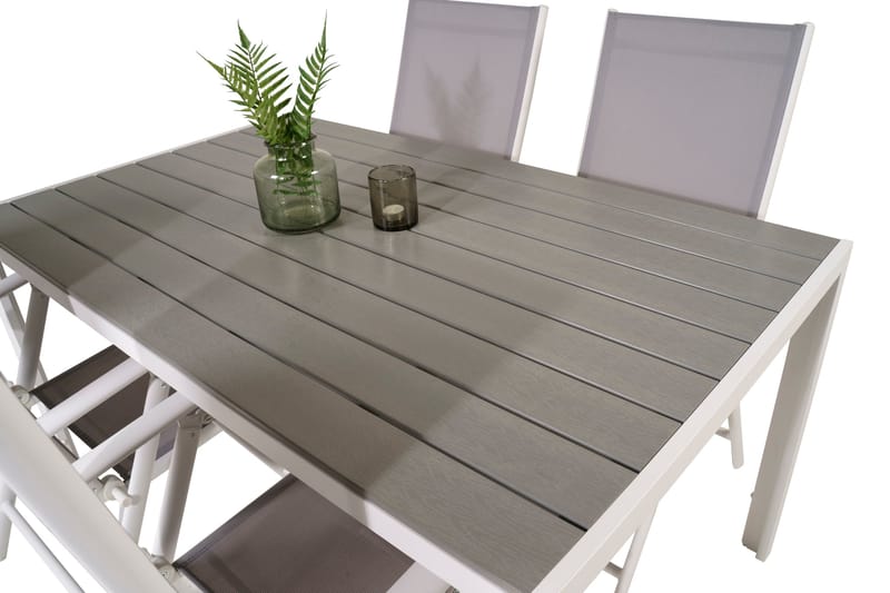 Buitepos Ruokapöytä ja 4 Buitepos Säätötuolia - Polywood/Valkoinen - Puutarhakalusteet - Ulkoryhmä - Ruokailuryhmät ulos