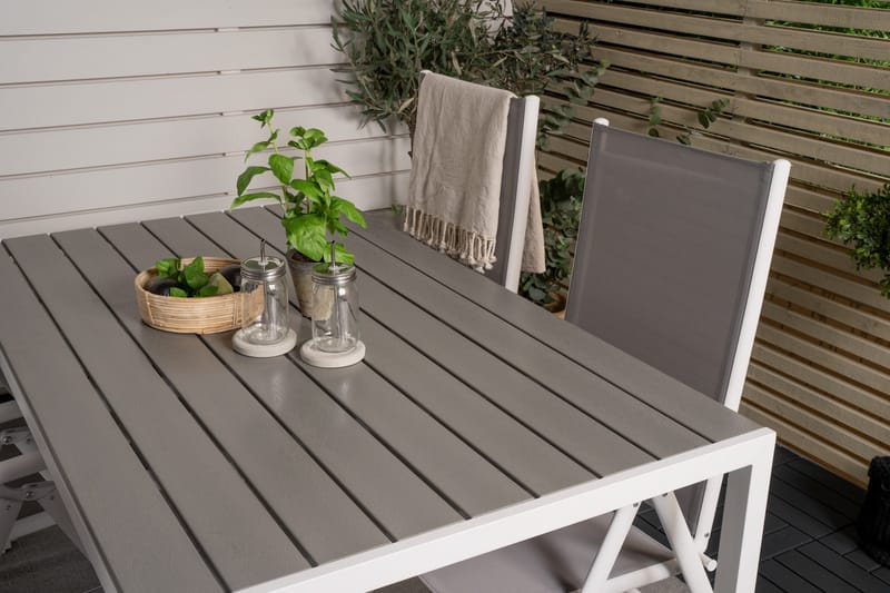 Buitepos Ruokapöytä ja 4 Buitepos Säätötuolia - Polywood/Valkoinen - Puutarhakalusteet - Ulkoryhmä - Ruokailuryhmät ulos