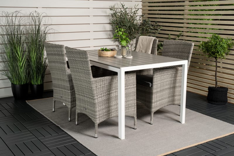 Buitepos Ruokapöytä ja 4 Kalkfeld nojatuolia - Polywood/Valkoinen - Puutarhakalusteet - Ulkoryhmä - Ruokailuryhmät ulos
