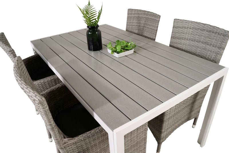 Buitepos Ruokapöytä ja 4 Kalkfeld nojatuolia - Polywood/Valkoinen - Puutarhakalusteet - Ulkoryhmä - Ruokailuryhmät ulos