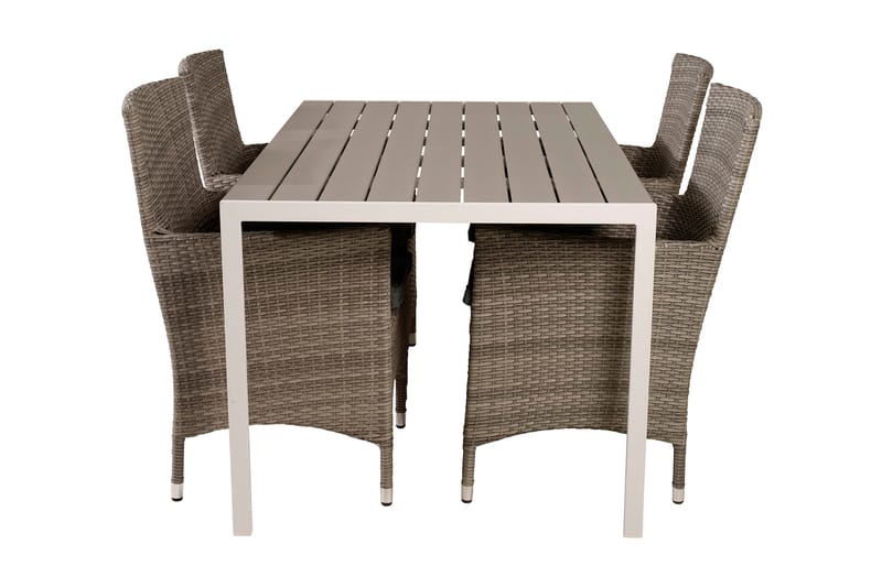 Buitepos Ruokapöytä ja 4 Kalkfeld nojatuolia - Polywood/Valkoinen - Puutarhakalusteet - Ulkoryhmä - Ruokailuryhmät ulos