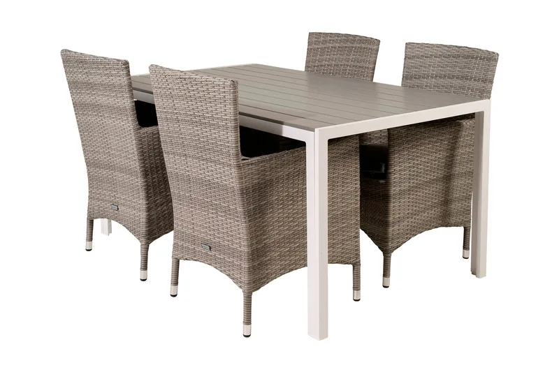 Buitepos Ruokapöytä ja 4 Kalkfeld nojatuolia, Polywood/Valkoinen