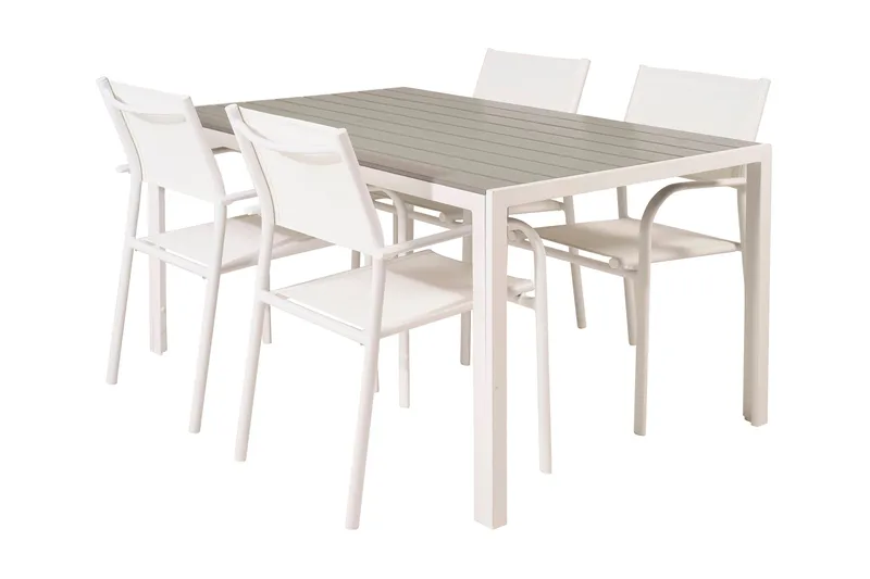 Buitepos Ruokapöytä ja 4 Langstrand nojatuolia, Polywood/Valkoinen