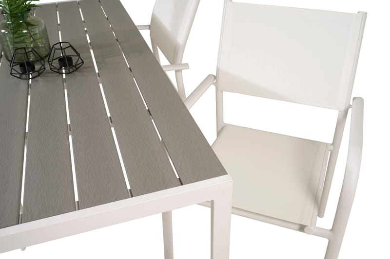 Buitepos Ruokapöytä ja 4 Langstrand nojatuolia - Polywood/Valkoinen - Puutarhakalusteet - Ulkoryhmä - Ruokailuryhmät ulos
