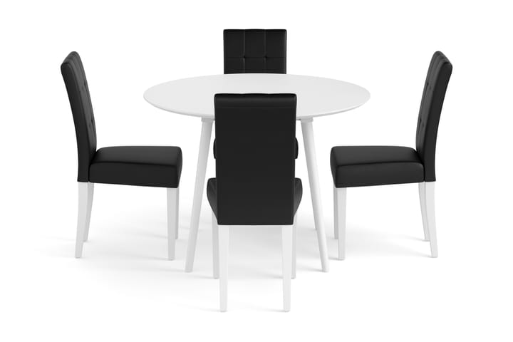 Ruokailuryhmä Carcea 106 cm Pyöreä sis 4 Viktor tuolia - Valkoinen/Musta - Ruokailuryhmä