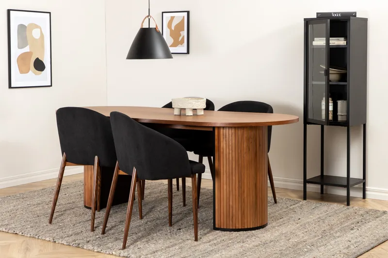 Ruokailuryhmä Cinaba 200 cm Soikea sis 4 Labbetorp tuolia, Pähkinänruskea/Musta/Ruskea