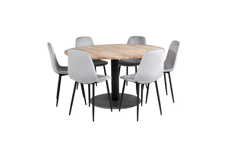 Ruokailuryhmä Cirebon 140 cm Pyöreä 6 Polar Tuolia, Musta