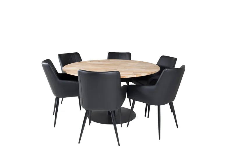Ruokailuryhmä Cirebon 140 cm Pyöreä 6 Comfort Tuolia, Musta